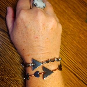 Grounding Hematite and fancy copper oval beaded Bracelet Sz 7